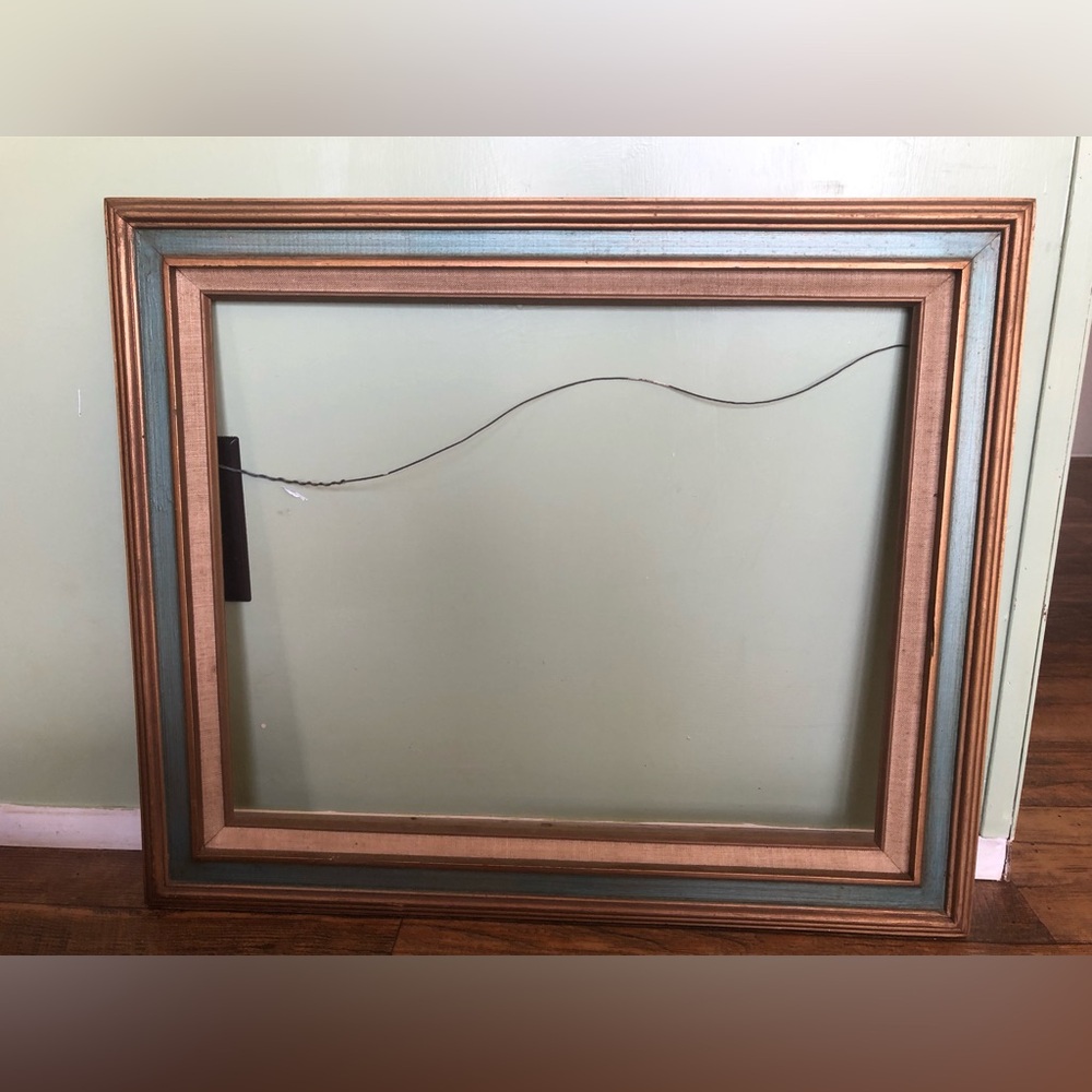 Vintage Gold Gilt And Blue Picture Frame Holds A 20x16”, Mid Century Modern